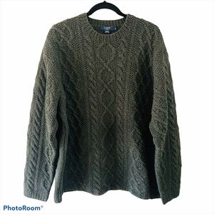 J. Crew Hand Knit Fishermans Sweater Lambs Wool XL